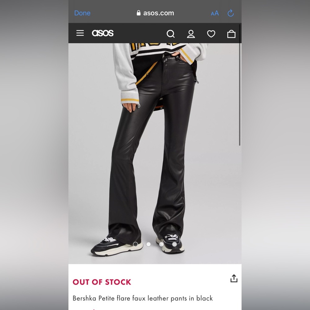 ASOS black flare leather pants